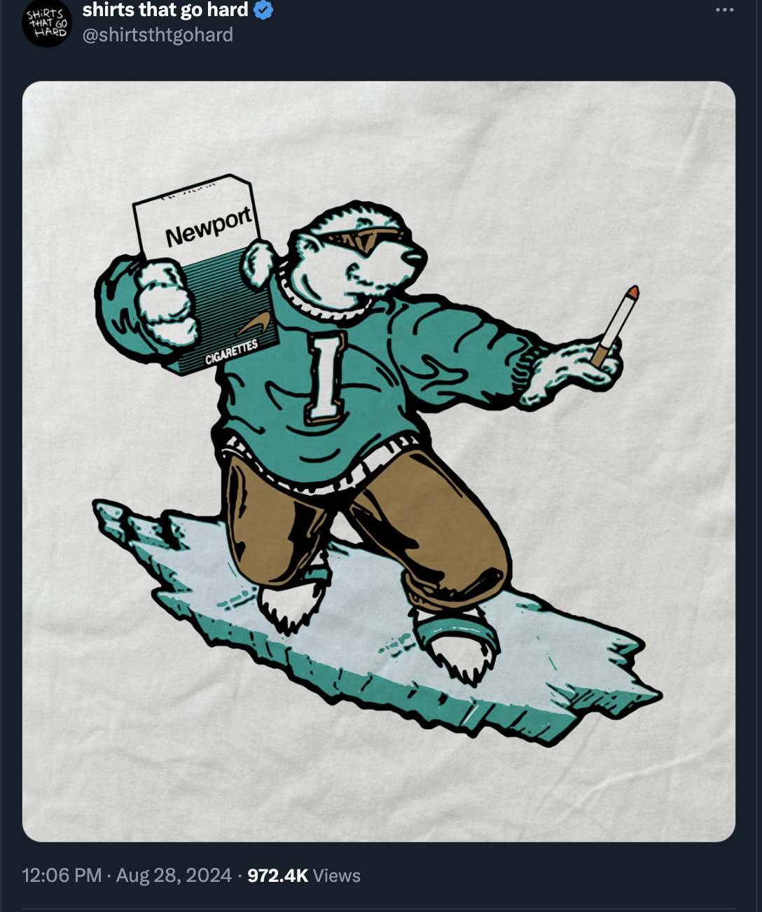 icee polar bear surfing - Shirts Hing shirts that go hard Newport Cigarettes Views